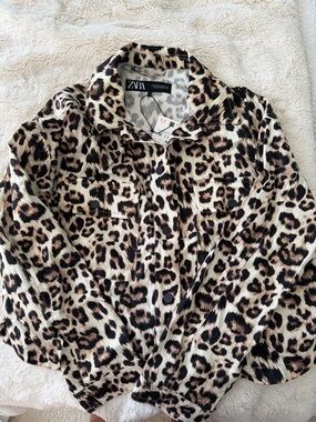 ZARA Leopard Print Shacket - Beige, Black & Brown